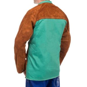 Veste soudeur cuir Lava Brown en cuir croûte bovin avec dos conton - WELDAS