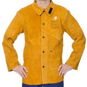 Veste soudeur Golden Brown en cuir croûte bovin avec dos coton ignifugé - WELDAS