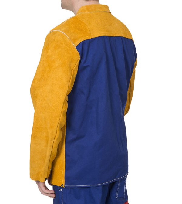 Veste soudeur Golden Brown en cuir croûte bovin avec dos coton ignifugé - WELDAS – Image 2