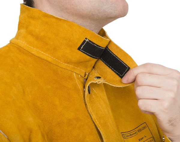 Veste soudeur Golden Brown en cuir croûte bovin avec dos coton ignifugé - WELDAS – Image 3