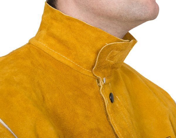 Veste soudeur Golden Brown en cuir croûte bovin avec dos coton ignifugé - WELDAS – Image 4