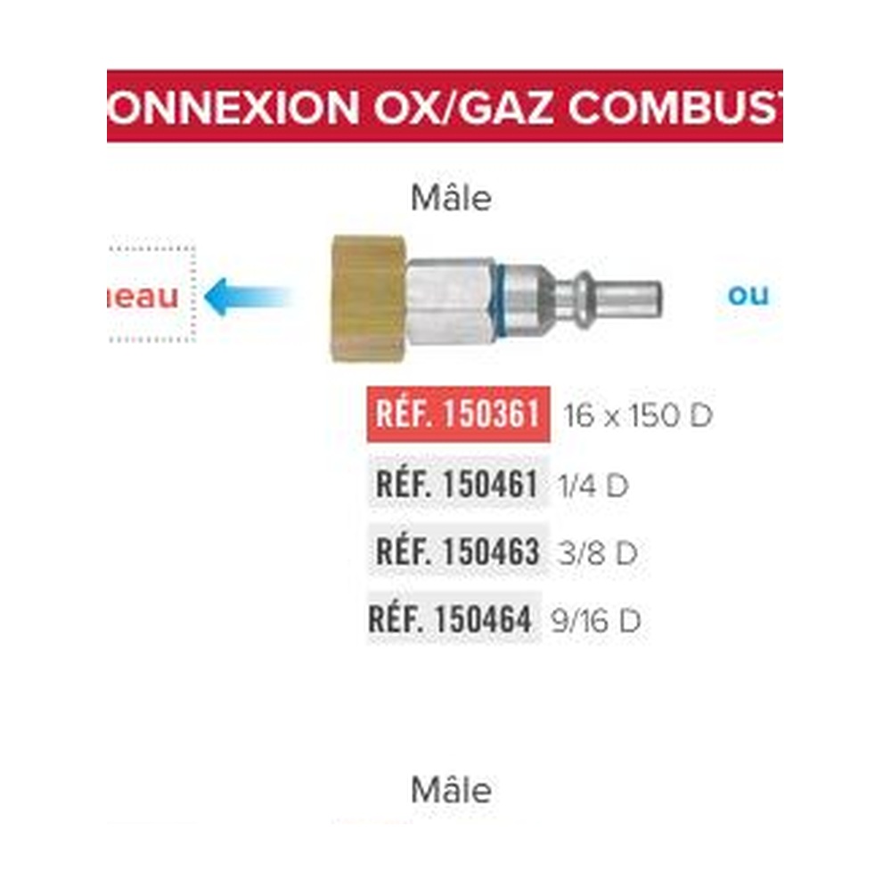 Embout mâle ISOCOUPLE pour chalumeau Ox/Gaz Le Lorrain