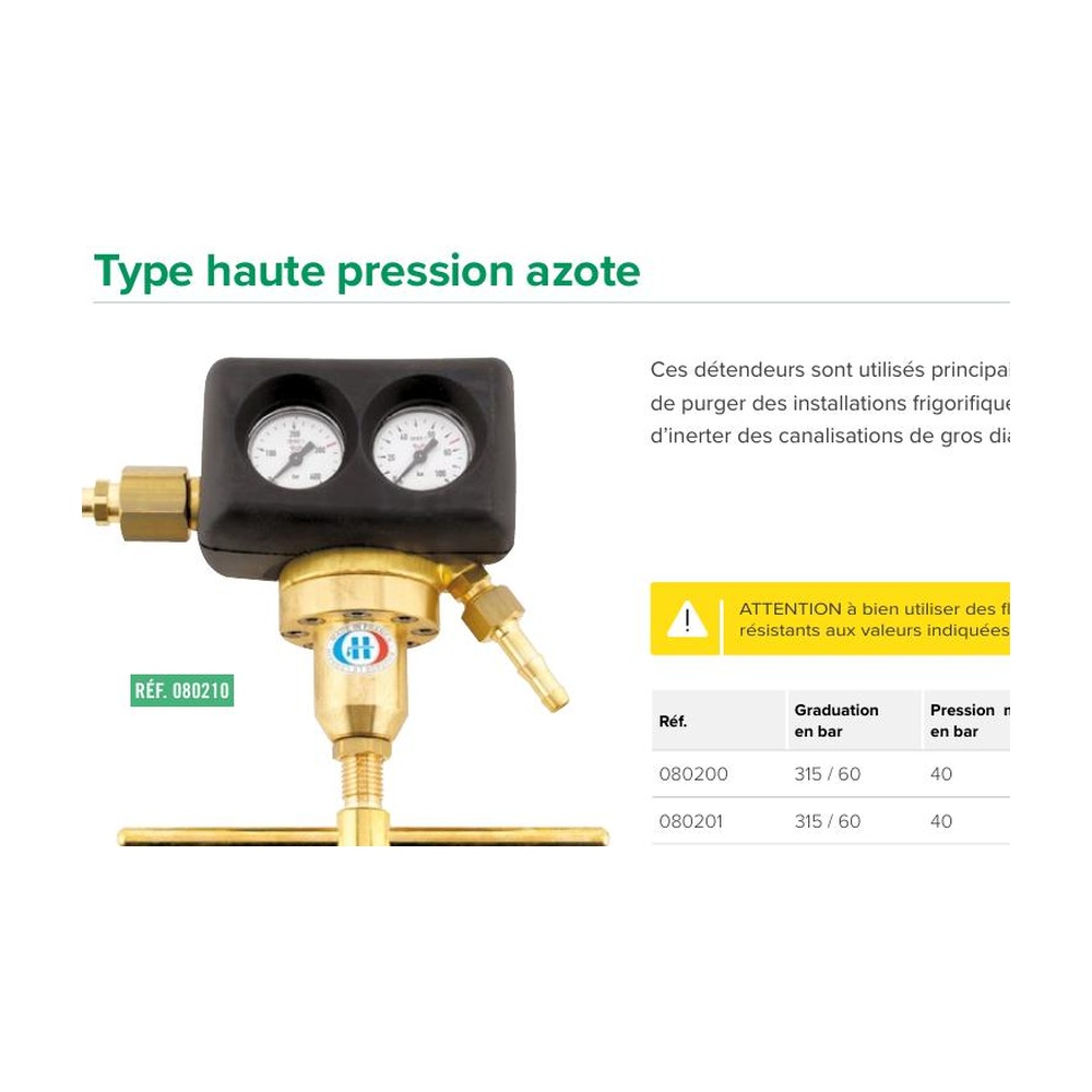 Détendeur haute pression Azote 60 bar Le Lorrain