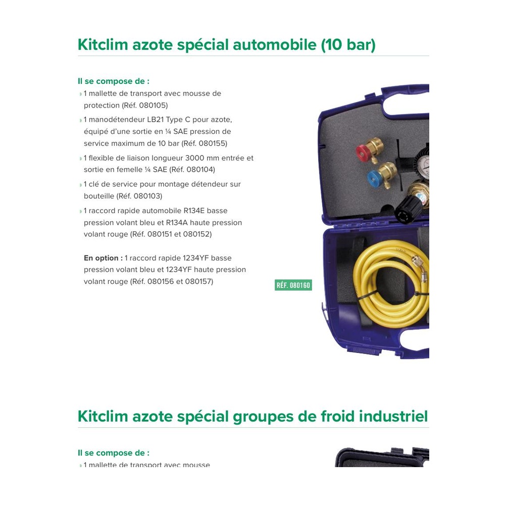 Kitclim Azote automobile 10 bar Le Lorrain